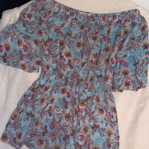 blue flowered romper
